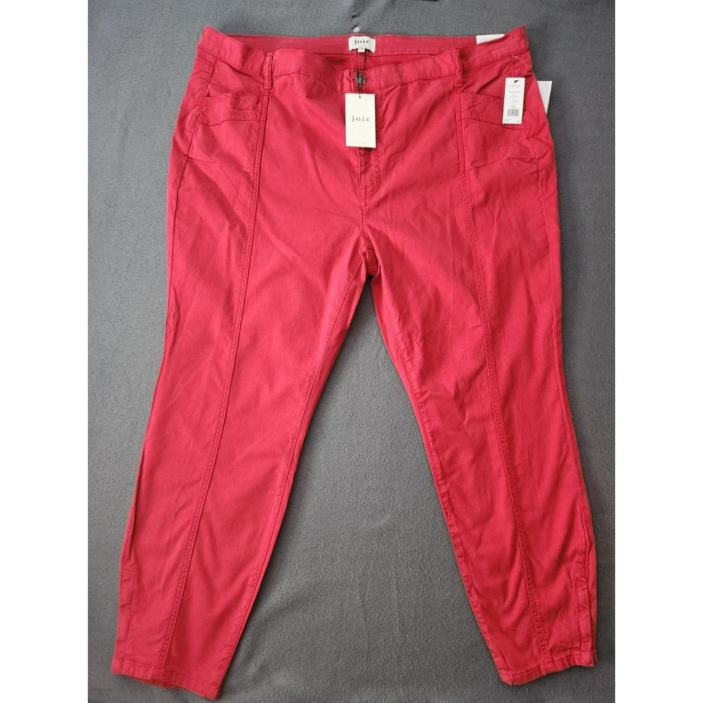 $228 Joie Women's Willa Skinny Leg Red Scooter Pants Sz 26W NWT High Rise Zipper
